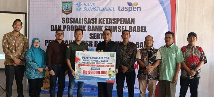 Bank Sumsel Babel Cabang Manggar Serahkan Rp99 Juta ke Pemkab Beltim untuk Penanganan Stunting